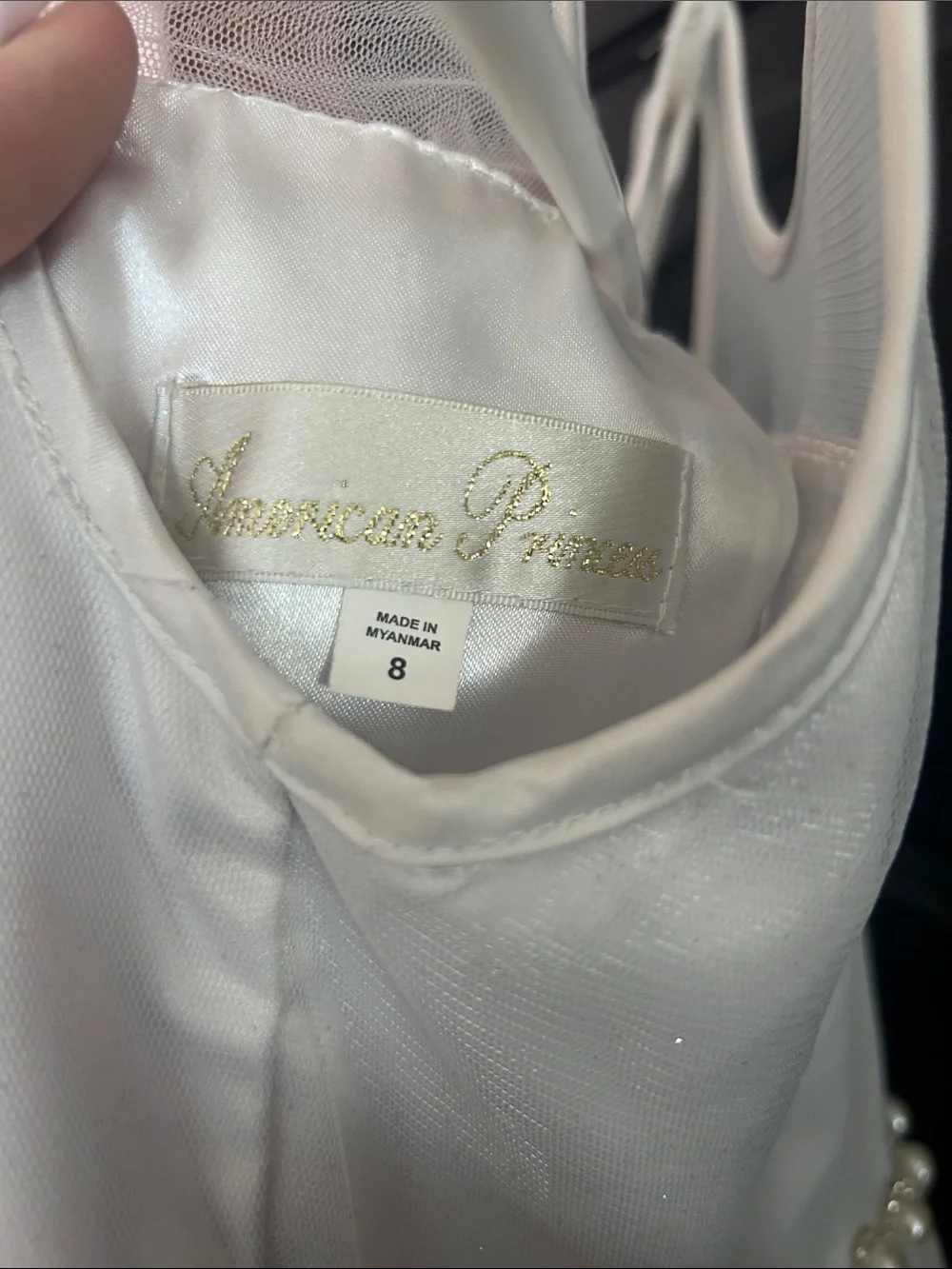 white  Pearl-Trim Dress for Girls